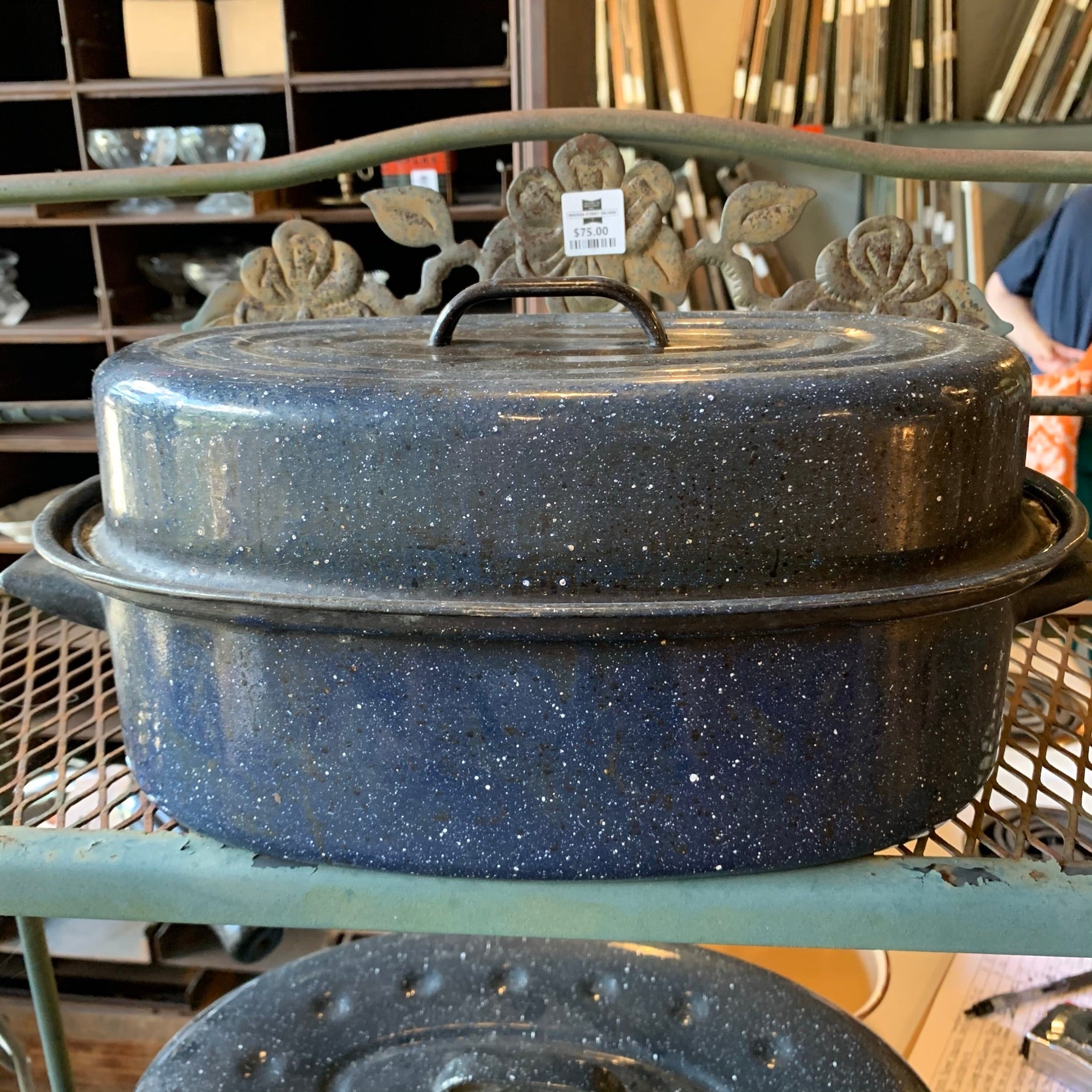 Blue speckled online enamel roasting pan
