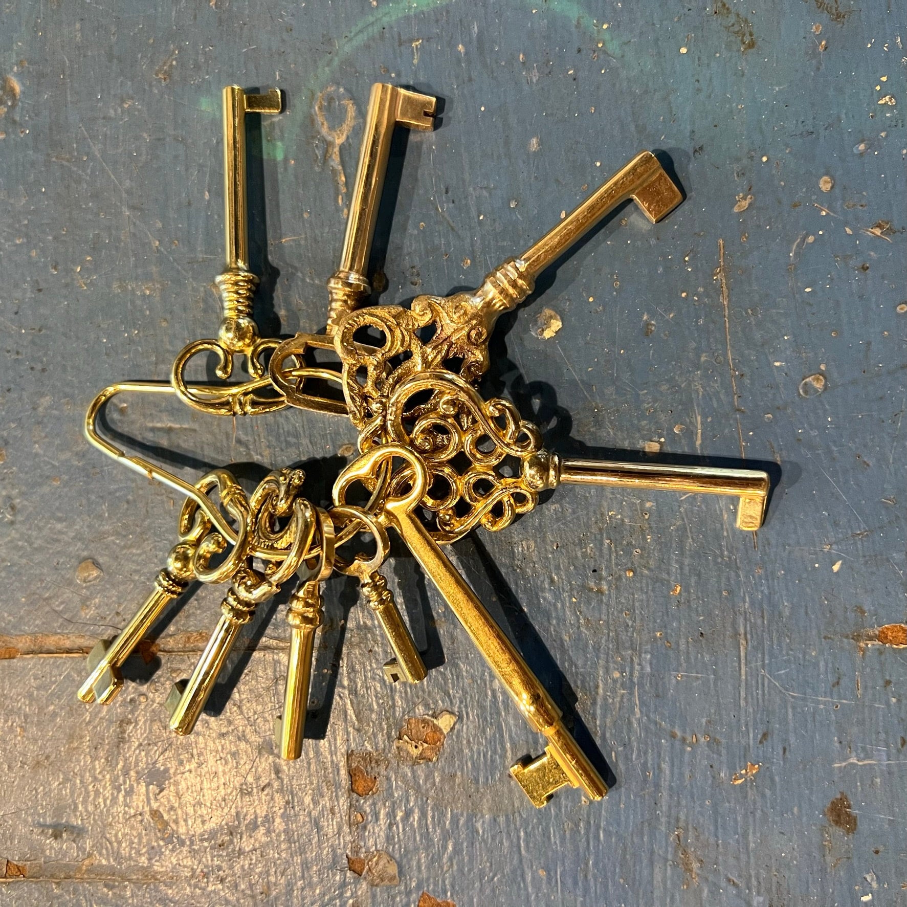 Sophisticated Solid Brass Skeleton Key, 1