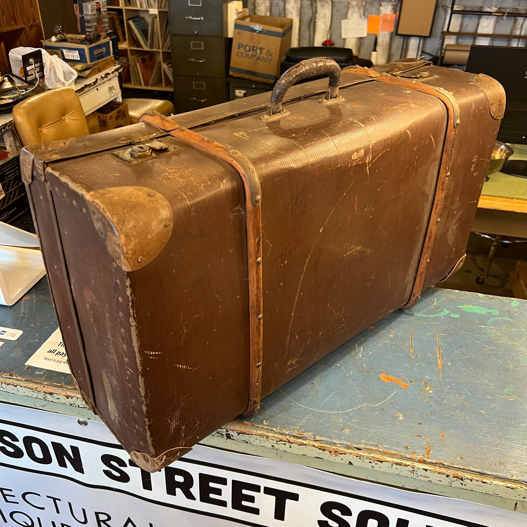 1920 s Echt Vulkan Fibre German Suitcase Madison Street Salvage