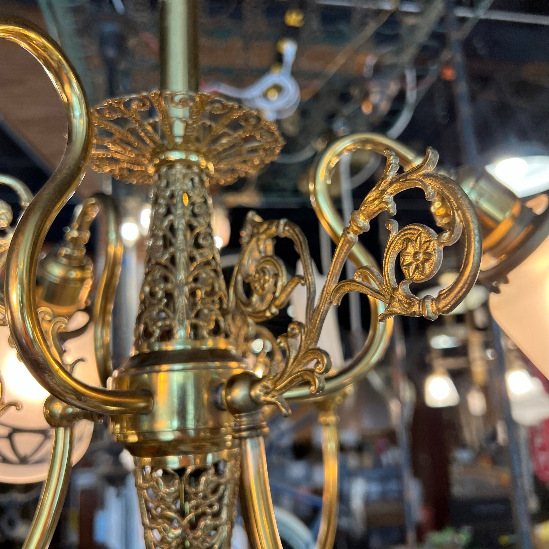 Antique Brass Electrified Gas Chandelier
