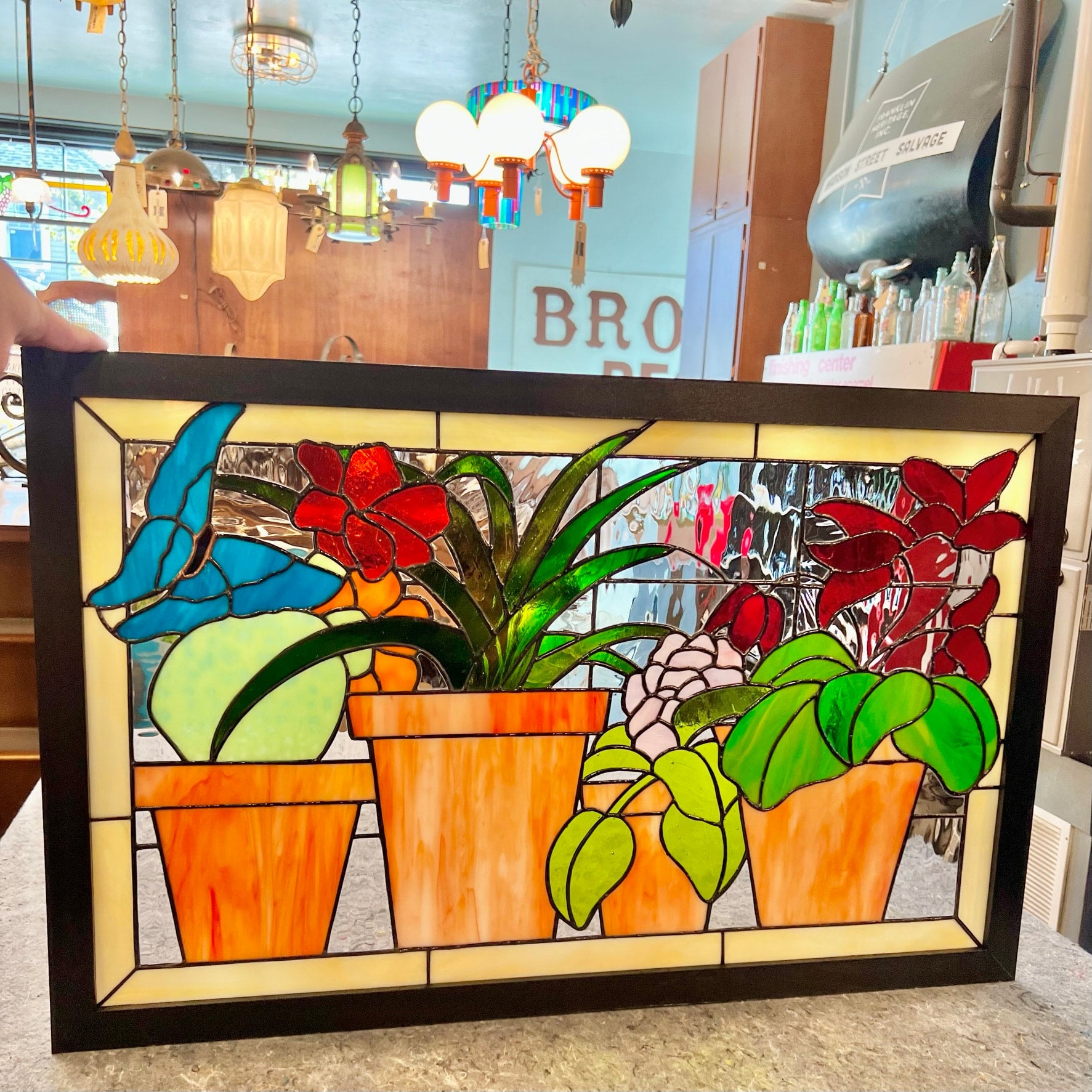 Plant Motif Stained Glass Madison Street Salvage