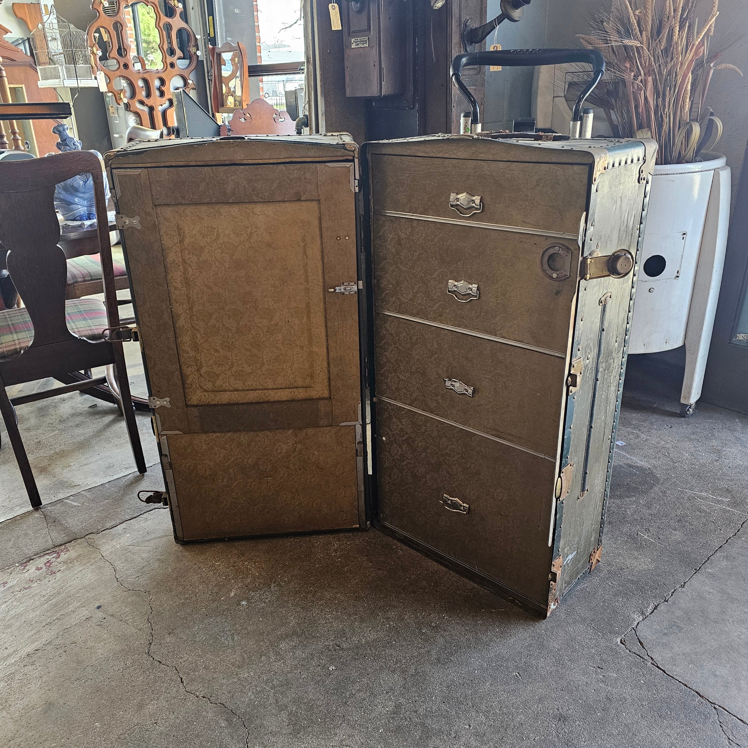 Antique Upright Steamer Trunk Madison Street Salvage